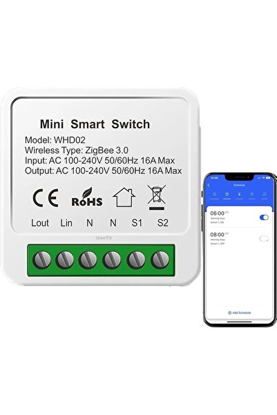 UanTii وحدة مفتاح ذكي Tuya Zigbee بقوة 16 أمبير للتحكم ثنائي الاتجاه، قاطع دا...
