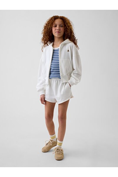 GAP Kız Çocuk Beyaz VintageSoft Terry Relaxed Dolphin Şort
