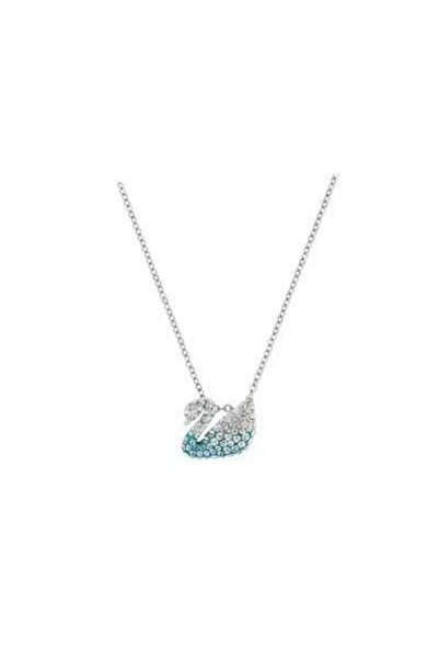Arabest Dancing Swan Necklace,Rhodium Finish with Blue & Clear Crystals,Elega...