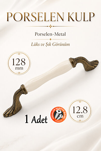 Badem10 Milena porcelanska krem antikna žuta ručka 128 mm 12,8 cm ručka za vr...
