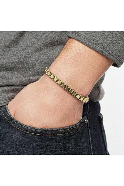 Parmas Design سوار رجالي من الفولاذ بسلسلة مربعة 6 مم هدية فاخرة 01811