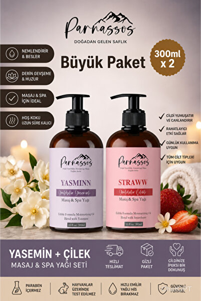 Parnassos Yasemin & Çilek Aromalı Masaj Yağı 400 ML – Ferah Koku, İpeksi Doku...