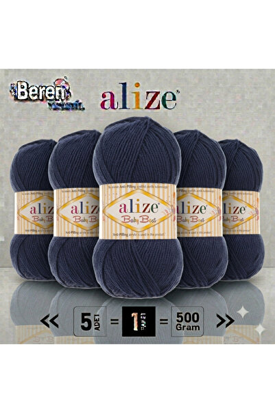 Alize Baby Best - 58 Navy Blue - 5-Pack - 100Gr/240M - Baby Yarn - Anti Pilli...