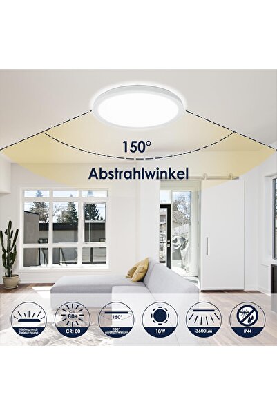 OEM Plafonieră LED 200lm/W 6500K 18W 3600LM Rotundă Plată Impermeabilă IP44 –...