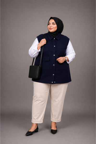 FREYA MODA Plus Size Hijab Gabardine Vest