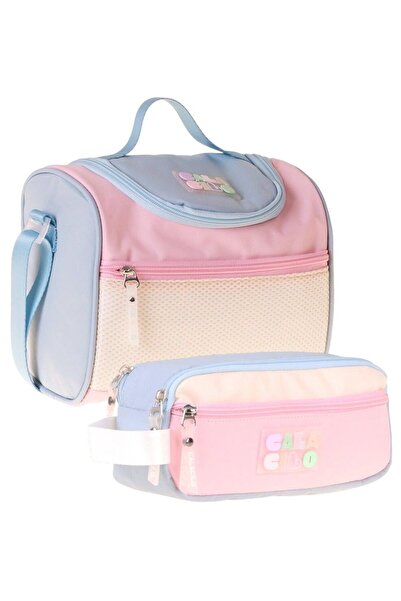 CalaCilo Cloudy Pink Blue Colorful Girl's Pink - Blue Color Lunchbox and Pen ...