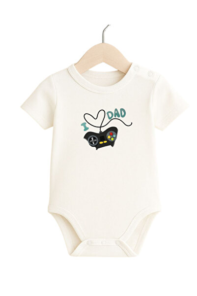 babytex بدلة أطفال مطبوعة عليها I Love Dad بأكمام قصيرة مصنوعة من القطن بنسبة...