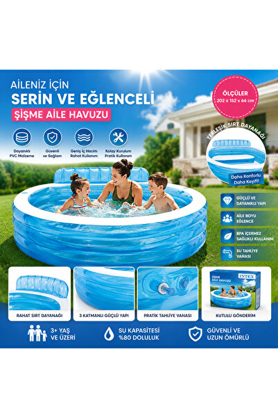 FABBA TOYS IH57190 Koltuklu Aile Havuzu 229x219x79 cm Şişme Aile Havuzu Sırt ...