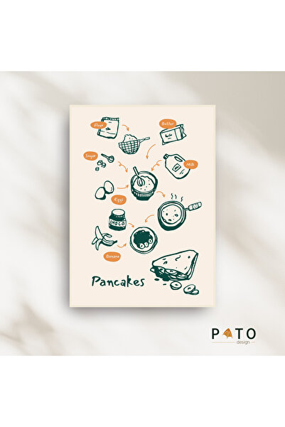 Pato Design 'Pancake Recipe' Mutfak Dekoratif Tablo | Bej Çerçeveli | MDF & U...