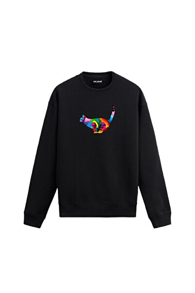 Colermi Colorful Cat Printed Artistic Sweatshirt