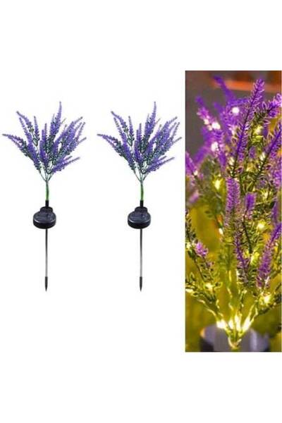 BZRSH Lumini solare de grădină LED violet-lavandă, set de 2 x 7 ramuri, IP65,...
