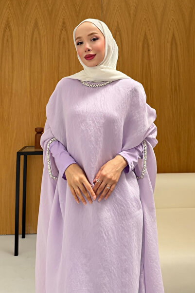 fushya design Taş Detaylı içlik Elbise Panço Abaya