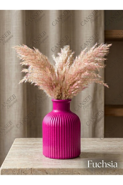 CANSEB Elegance Premium - Fuşya - 10CM - Kendinden Kokulu - Çizgili Pampas Va...