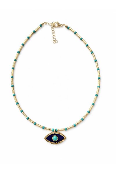 CHARMLUCKY Turquoise eye bead necklace