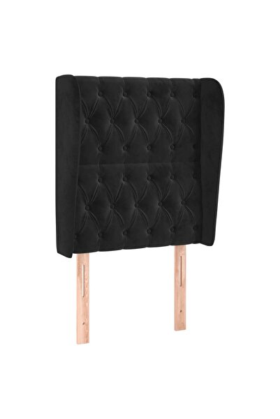 vidaxl Tăblie de pat cu aripioare, negru, 83x23x118/128 cm, catifea