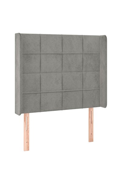 vidaxl Tăblie de pat cu aripioare gri deschis 83x16x118/128 cm catifea