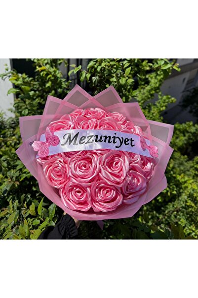 BUKET DÜNYASI 20 Lİ SOLMAYAN GÜL BUKETİ ŞERİT YAZILI MEZUNİYET