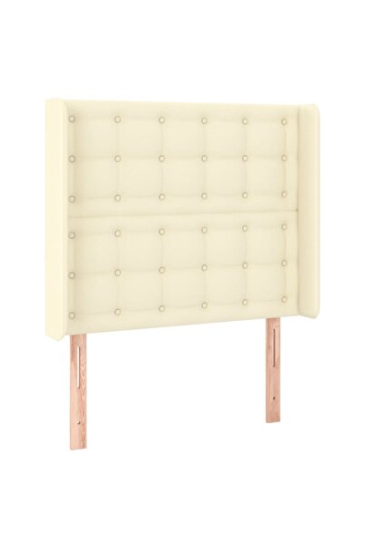 vidaxl Tăblie de pat cu aripioare, crem, 83x16x118/128 cm, piele