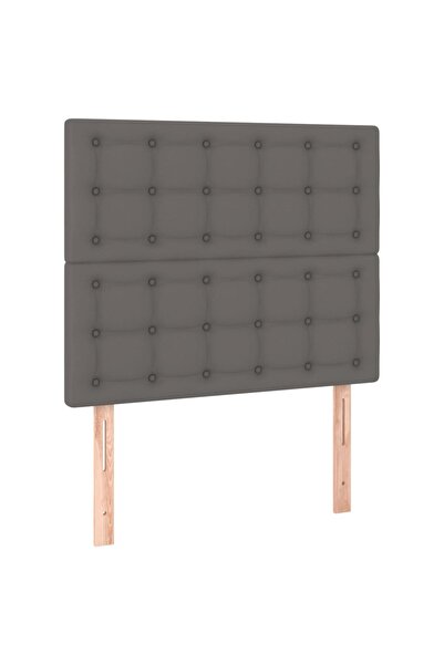 vidaxl Tăblie de pat gri 80x5x118/128 cm piele ecologică