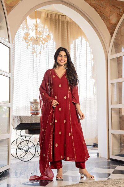 PRIYA'S PANACHE Premium AnarKali Kurta Set for Women with Dupatta & Pants | I...