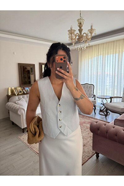 bussrabutik Striped Buttoned Cotton Vest