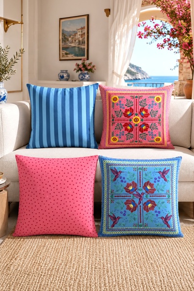 EVPANYA Set de 4 huse de pernă cu model Mandala colorat