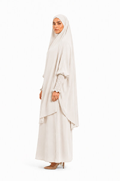 Elhaam The label Premium Ash Ivory Jilbab - Prayer Set