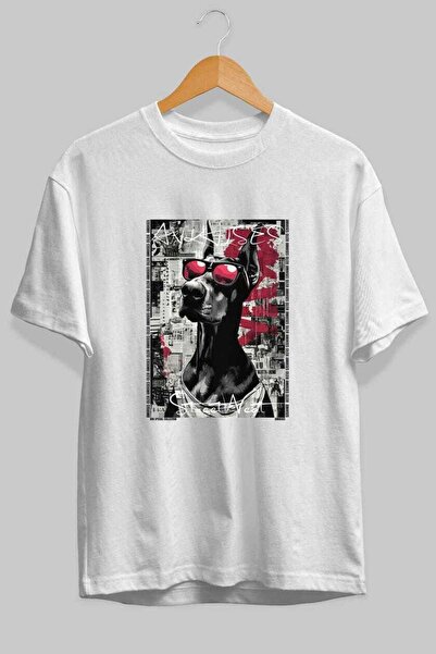 Ankhises Tricou supradimensionat alb cu imprimeu câinele Dog For Love 16, 100...