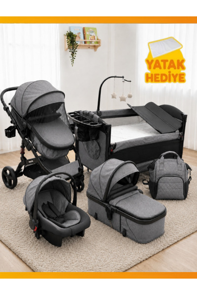 modabebekler 13 Parça Çeyiz Seti Çift Yönlü Travel Bebek Arabası, Anne Yanı A...