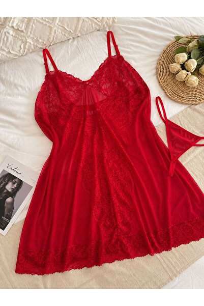 cdh çeyize dair herşey Lunessa Premium Plus Size Lace Detailed Tulle Nightgow...