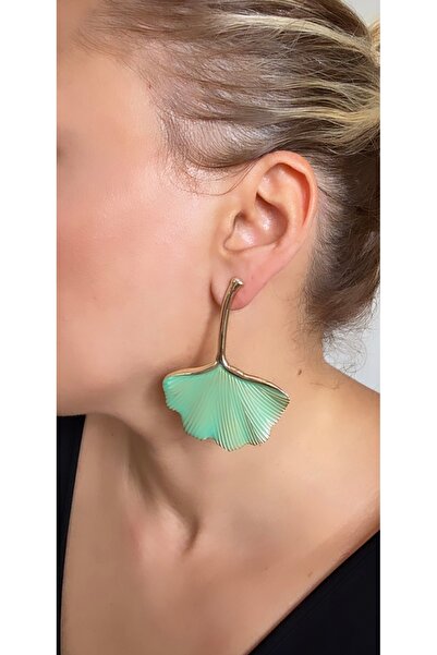 VNS Accessories Ginkgo Leaf Model Long Earrings (7 cm)