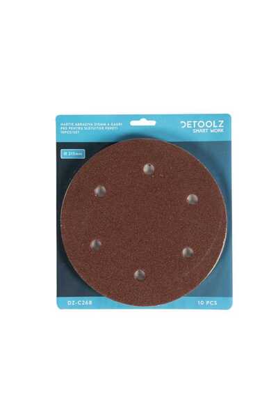DETOOLZ Set, 10 discuri, hârtie abrazivă, P 80, 6 găuri, 215 mm, șlefuitor de...