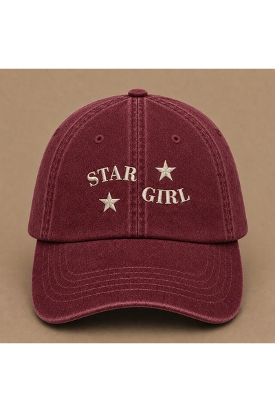 WeavedCo Star Girl Embroidered Vintage Washed Cap Hat