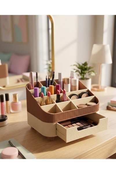 NEXUSS DESIGN Makeup Organizer with Drawers for Cosmetics, Jewelry Organizer Multi-Compartment Tabletop Perfume & Lipstick Stand