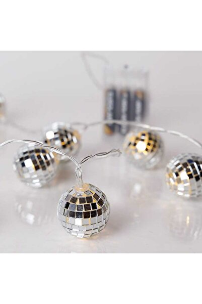 Generic 10 DISCO μπάλες με λαμπάκια LED σε σειρά μπαταρίας, 1,35 m, διάφανο κ...