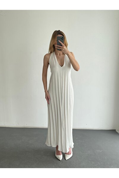 Friday Mood Rochie maxi plisată cu guler halter