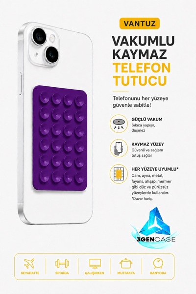 3GEN CASE Cep Telefonu Tutucu Vantuz Vakumlu Kaymaz Tüm Telefonlar ile Uyumlu...
