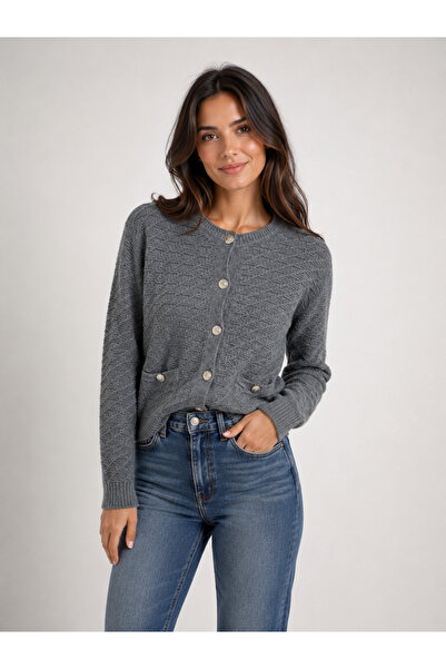 Trendline Trendy Women's Smoked Knitted Knitwear Buttoned Midi Length Cardiga...
