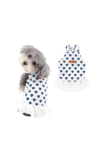 Seven Bird Small Dog Dress Decorated with a Cute Heart Print Skirt in Multipl...