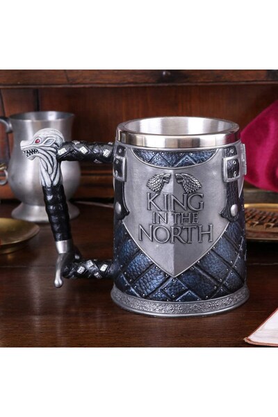 hediyesahibi Game of Thrones Stark "King in the North" 3D Tasarım Metal Görün...