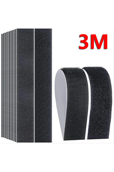 Choice3 50mm Black 3 Meter Strong Self-Adhesive Hook and Loop Fastener Tape N...