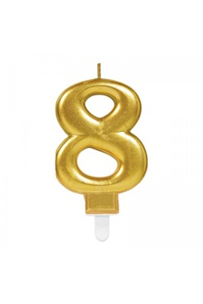 Generic Brand 8 شموع على شكل رقم ذهبي اللون