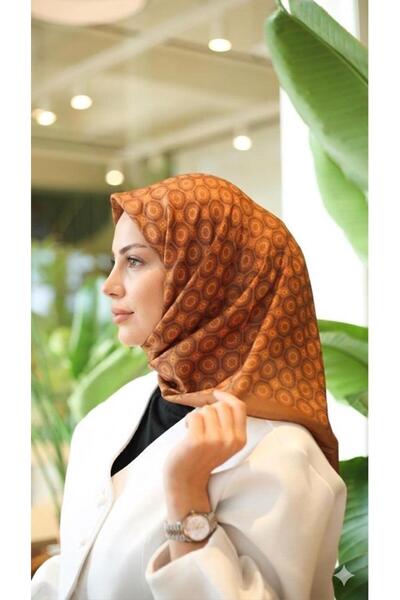 YILDIZ SCARFS Mosaic Pattern Imported Cotton Scarf - Mustard