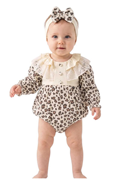 Cherub Baby Leopard Muslin Romper Bodysuit Dress