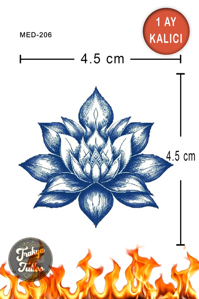 Trakya Tattoo 1 Ay Kalıcı Dövme Minimal Lotus Çiçeği Geçici Dövme