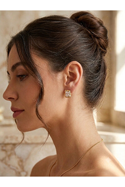 XUPING JEWELRY Zarif Baget Kesim Taşlı Altın Renk Kadın Küpe