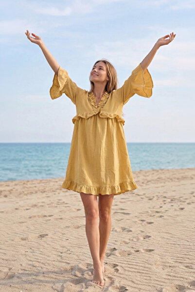 Bedinn Müslin Fırfırlı Elbise Elysia - %100 Pamuk Salaş Boho Stil