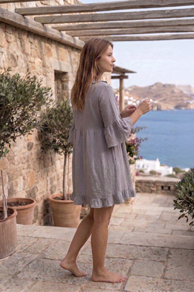 Bedinn Müslin Fırfırlı Elbise Elysia - %100 Pamuk Salaş Boho Stil