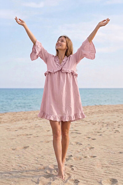 Bedinn Müslin Fırfırlı Elbise Elysia - %100 Pamuk Salaş Boho Stil