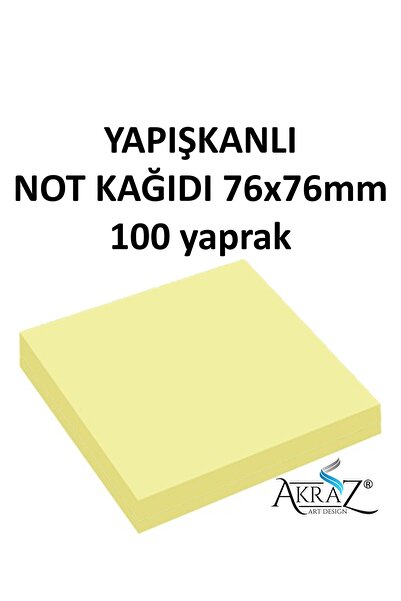 Akraz Art Design YAPIŞKANLI NOT KAĞIDI postit KÜP 76X76 100yp. PASTEL SARI 1 ...